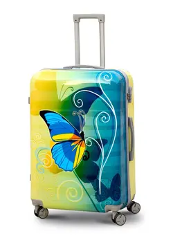 چمدان و ساک مسافرتی چمدان تک Butterfly Green Printed ABS Luggage Hardside Luggage with 360 Degree 4 Wheel Spinner Wheels  28 inches 