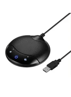 میکروفون سایر Portable USB Conference Microphone 360° Omnidirectional Condenser Mic with Mute and Volume Control Function Noise Cancellation Plug and Play Compatible with Windows MacOS 