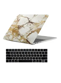 کیف، کوله‌پشتی و چتر کیف و کوله لپ تاپ Protective Case Cover With Keyboard Skin For Apple MacBook Pro 15.4-Inch 15inch Gold Marble 