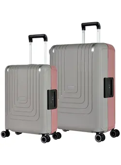 چمدان و ساک مسافرتی ست چمدان Vertica Hard Case Trolley Luggage Set of 2 Polypropylene Lightweight 4 Quiet Double Spinner Wheels With TSA Lock B0006M GrayPink 