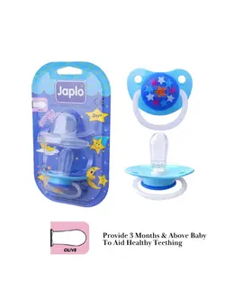 Japlo Silicone Soother Pacifier Baby Putting with Night Glow Handle Design Olive 