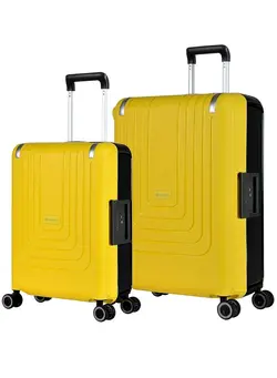 چمدان و ساک مسافرتی ست چمدان Vertica Hard Case Trolley Luggage Set of 2 Polypropylene Lightweight 4 Quiet Double Spinner Wheels With TSA Lock B0006M Yellow Black 