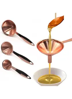 ظروف و تجهیزات آشپزخانه اکسسوری و تجهیزات آماده سازی 3-Piece Conical Oil/Vinegar Funnel Set Copper 17cm 