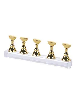 زیبایی و آرایش سایر Acrylic Nail Art Practice Stands Magnetic Nail Tips Holders Training Fingernail Display Stands Diy Nail Crystal Holders-Gold White-Gold 