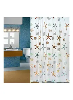حوله و لوازم حمام سایر Printing Shower Curtain White/Brown/Blue 180x180cm 