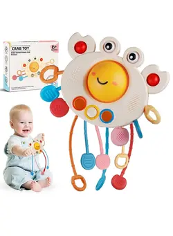 گجت، فیجت و سرگرمی پاپ ایت Pull String Activity Toy, Montessori Toys, Crab Sensory Toys for Toddlers, Safe Food Grade Silicone, Baby Toys Fine Motor Skills Gift, Silicone Toy Exercise Hand Fine Movements, for 1-3 Years Old 