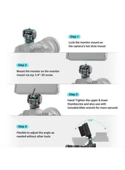 لوازم جانبی فیلم‌برداری و عکاسی اکسسوری حرفه‌ای SmallRig Camera Monitor Mount Lite with Cold Shoe, Swivel 360° and Tilt 180° Holder for Field Monitor, LED, Flash and Video Shooting Photography Accessories, Max Load Capacity of 90° Tilt 3.2kg - 3809 