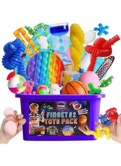 گجت، فیجت و سرگرمی اسپینر Fidget Pack Box For Boys Girls 412 Funkidz Fidget Toys For Kids 57 Autistic Sensory Mystery Birthday Gifts In Reusable Portable Treasure Box Nice Party Favors 