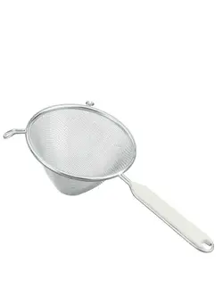 قاشق و چنگال ست قاشق و چنگال Stainless Steel Conical Strainer Plastic Handle white Lab 16 cm-Silver,White 