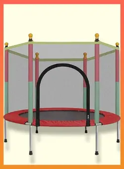 بازی‌های فضای باز و تجهیزات پارک ترامپولین Indoor Mini Trampoline with Durable Jumping Mat Safety Enclosure Net and Foam Rod 