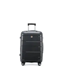 چمدان و ساک مسافرتی چمدان تک Reflection 20 Inch Polypropylene Carry on Suitcase Lightweight Hard Shell Gloss Line Series Travel Luggage Trolley with 36L Storage Capacity  4 Spinner Wheels and TSA Lock Grey 