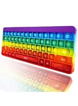 گجت، فیجت و سرگرمی اسپینر Push Pops Bubble Fidget Sensory Toys Rainbow Popping Silicone Game Toy Anxiety & Stress Reliever Autism Toy For Kids And Adults Anxiety Adhd Add Autism (Keyboard) 