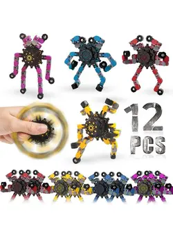 گجت، فیجت و سرگرمی اسپینر 12 Pack Funny Sensory Fidget Toys,Deformable Chain Diy Robot Spinners Fingertip Stress Relief Gyro Toy Birthday Gifts Goodie Bag Easter Basket Stuffers Classroom Prizes Party Favors For Kids Adults 