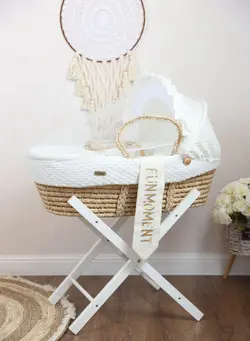 کالای خواب گهواره و حمل کودک Portable Baby Moses Basket Cot With Durable Stand (off white) 