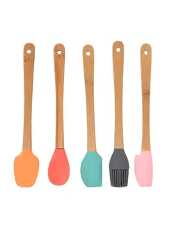 ظروف و تجهیزات آشپزخانه اکسسوری و تجهیزات آماده سازی SYOSI Pack of 5 Mini Silicone Spatula Set Kitchen Utensils Small Kitchen Scraper Spatula, High Heat Resistant BPA Free Durable Silicone Spatulas for Eggs Pancakes BBQ 