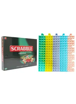 گجت، فیجت و سرگرمی پاپ ایت Set of Scrabble Original Board Game and Push Pop Bubble Fidget Sqaure Sensory Toy  Non-Toxic Stress Relieve Silicone Squeeze Push Pop Bubble Sensory Fidget Squishy Toy 