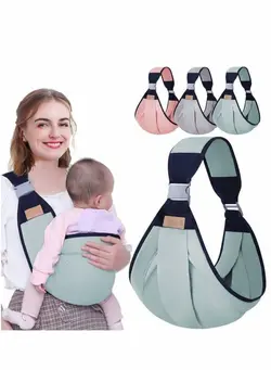 Baby Carriers, Ergonomic Baby Strap one Shoulder Labor-Saving Polyester Baby Half Wrapped Sling, Adjustable 3D Mesh Baby Carrier Wrap Shoulder Straps for Pool Beach (dark green) 
