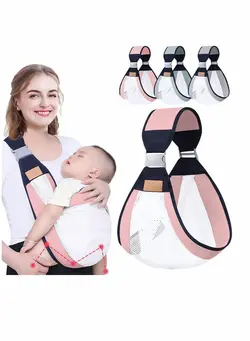 Baby Carriers, Ergonomic Baby Strap one Shoulder Labor-Saving Polyester Baby Half Wrapped Sling, Adjustable 3D Mesh Baby Carrier Wrap Shoulder Straps for Pool Beach (pink) 