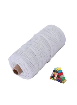 Natural Cotton Cord Perfect Macrame Supplies DIY Crafts Cord, 3mm x 109 Yards Macrame Cotton Cord, 4 Ply Twisted Macrame Yarn (White) 