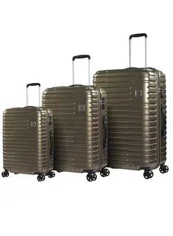 Wheeled Unisex Hard Shell Trolley Luggage Set Makrolon Lightweight 4 Quiet Double spinner Wheel Suitcase with TSA lock KH53M Coffee 