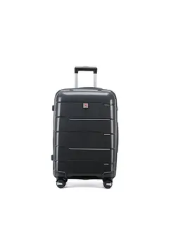 Reflection 28 Inch Polypropylene Suitcase Lightweight Hard Case Gloss Line Series Travel Luggage Trolley with 121L Storage Capacity 4 Spinner Wheels and TSA Lock Grey 