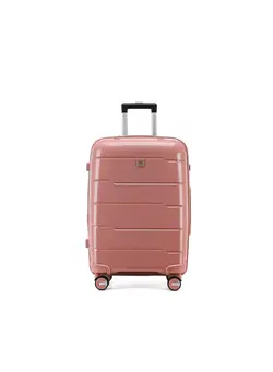 Reflection 28 Inch Polypropylene Suitcase Lightweight Hard Case Gloss Line Series Travel Luggage Trolley with 121L Storage Capacity 4 Spinner Wheels and TSA Lock Gold 