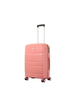 Reflection 20 Inch Polypropylene Carryon Suitcase Lightweight Hard Shell Curvy Line Series Travel Luggage Trolley with 36L Storage Capacity 4 Spinner Wheels and TSA Lock Gold 