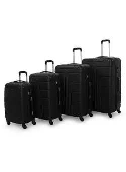 Hardside 4 Piece Luggage Trolley Set Black 