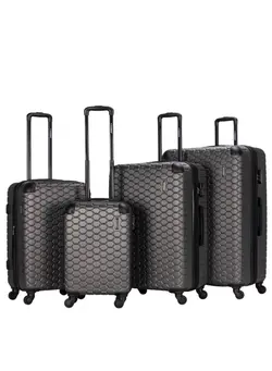 4 Pack Of Hardside Spinner Number Locked Luggage Trolley 