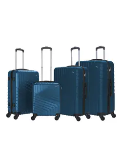 4-Piece Hardside Spinner With Number Lock Luggage Trolley Set Indigo Blue 