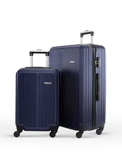 Alpha ABS Hardside Spinner Luggage Trolley Set Navy 
