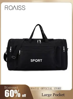 Unisex Travel Duffel Bag Large Capacity Lightweight Wear-resistant Oxford Fabric Multipurpose Foldable Luggage Handbag for Fitness Sports Training Trip Black 