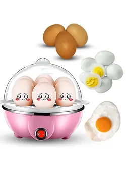 Multifunction Electric 7 Eggs Poacher Fryer Cooker Boiler Steamer Maker Machine Cooking Kitchen Tools Pink 