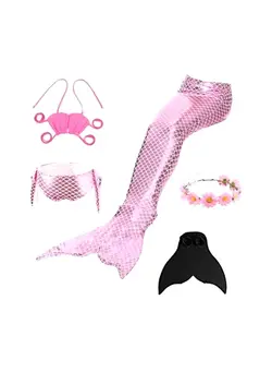 4-Piece Mermaid Swimming Suit Set With Fin 