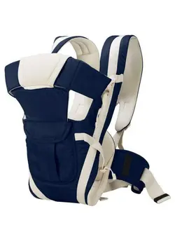 4In1 Polycotton Adjustable Baby Carrier Sling Backpack Bag (Blue 030 Months) (4 In 1 Blue) 