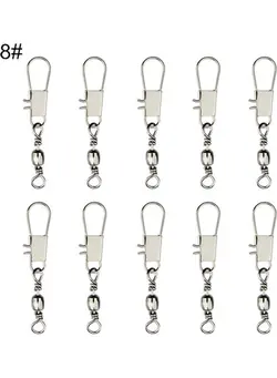 10 Pcs Fishing Ball Bearing Rolling Swivel with Interlock Snap Tackle Connectors 20 x 10 x 20cm 