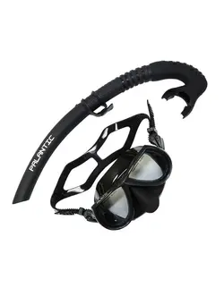 Palantic Black Free Dive Spearfishing Low Volume Mask & Flexible Snorkel Combo 