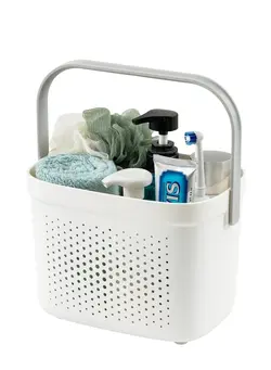 Versatile Shower Caddy Tote, Large Capacity, Durable Plastic Basket with Handle, Ideal for Dorm, College, Bathroom, Camping, Grey 