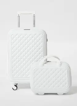 2-Piece Cabin Luggage Trolley And Beauty Case Set White 