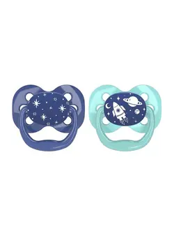 Advantage Stage-1 Pacifier, 0-6 Months, Pack Of 2 - Sky Blue/Navy Blue 