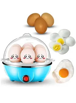 Multifunction Electric 7 Eggs Poacher Fryer Cooker Boiler Steamer Maker Machine Cooking Kitchen Tools Blue 