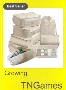 8-Piece Travel Organizer Luggage Set Beige 