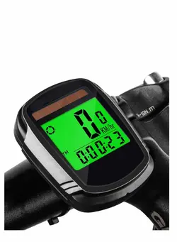 Bike Computer with Solar Energy Bicycle Speedometer and Odometer Wireless Waterproof Cycling Computer LCD Backlight Automatic Wake-up & Multi-Functions 
