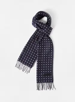 Vessle Dot Woven Scarf Navy 