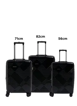 Echolac Extravagant 56+71+82cm Hardcase Expandable 4 Double Wheel 3Pc Luggage Trolley Set Black - CTH0062 S- 3PC SET BLACK 