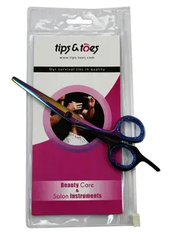 Tips&Toes Hair Scissors for all Hair Types, with Presentation Case & Tip Protector. Suitable for Hairdressers, Barbers, Professionals, Personal Use and for Beard or Moustache Trimming 