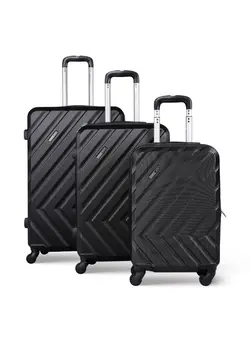 Pablo 3-Piece ABS Hardside Spinner Luggage Trolley Set 20/24/28 Inch Black 