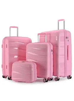 Luggage Set Suitcase Unbreakable Spinner Hardshell Lightweight TSA Lock Luggage Sets with PP Material, Luggage Sets Hardside With Spinner Wheels pink colour 