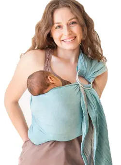 Baby Carrier Wrap, Baby Sling and Ring Sling Cotton Muslin Infant Carrier, Ring Sling Baby Carrier Front and Chest Newborn Carrier Baby Carrier Wrap, Toddler Carrier (Grey Turquoise) 