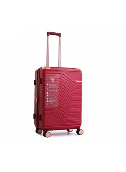 Reflection Saphir Premium Quality ABS Suitcase Lightweight Hardshell Metalic Corner Vertical Series Travel Luggage Trolley with 4 Spinner Wheels and TSA Lock 20 Inch 51 CM Wine Red 